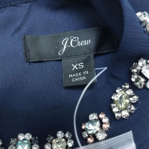 NWT J.Crew Jewel Neckline Peplum Sleeveless Navy Top, size XS - Picture 11 of 12